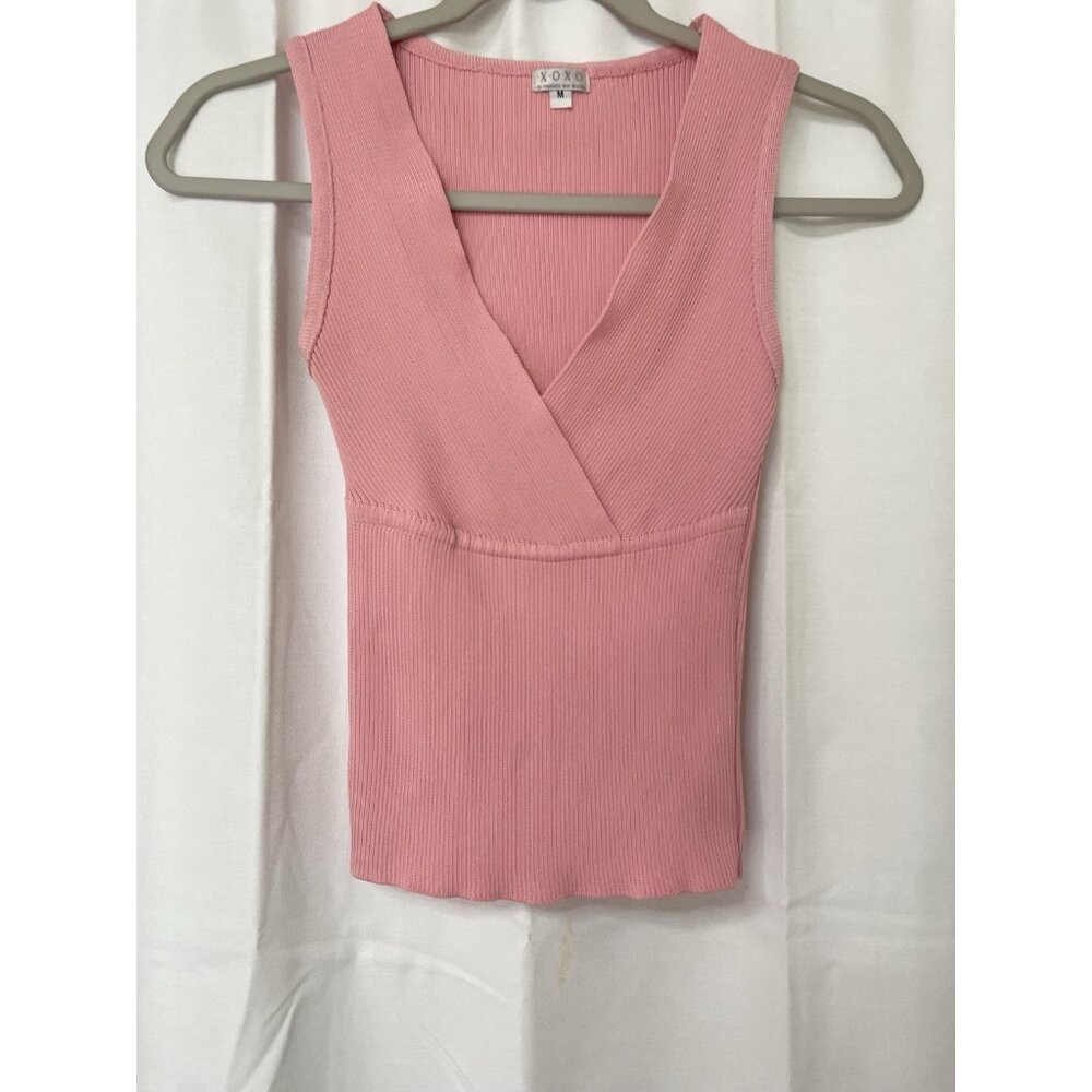 Vintage 90s XOXO Pink Stretch Ribbed Tank Size Medium